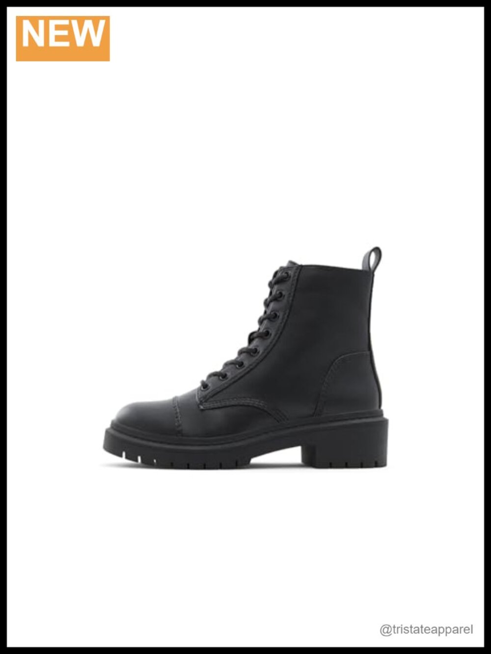 Women's Ankle Combat Boots - Faux Leather, Water Resistant, Lug Sole